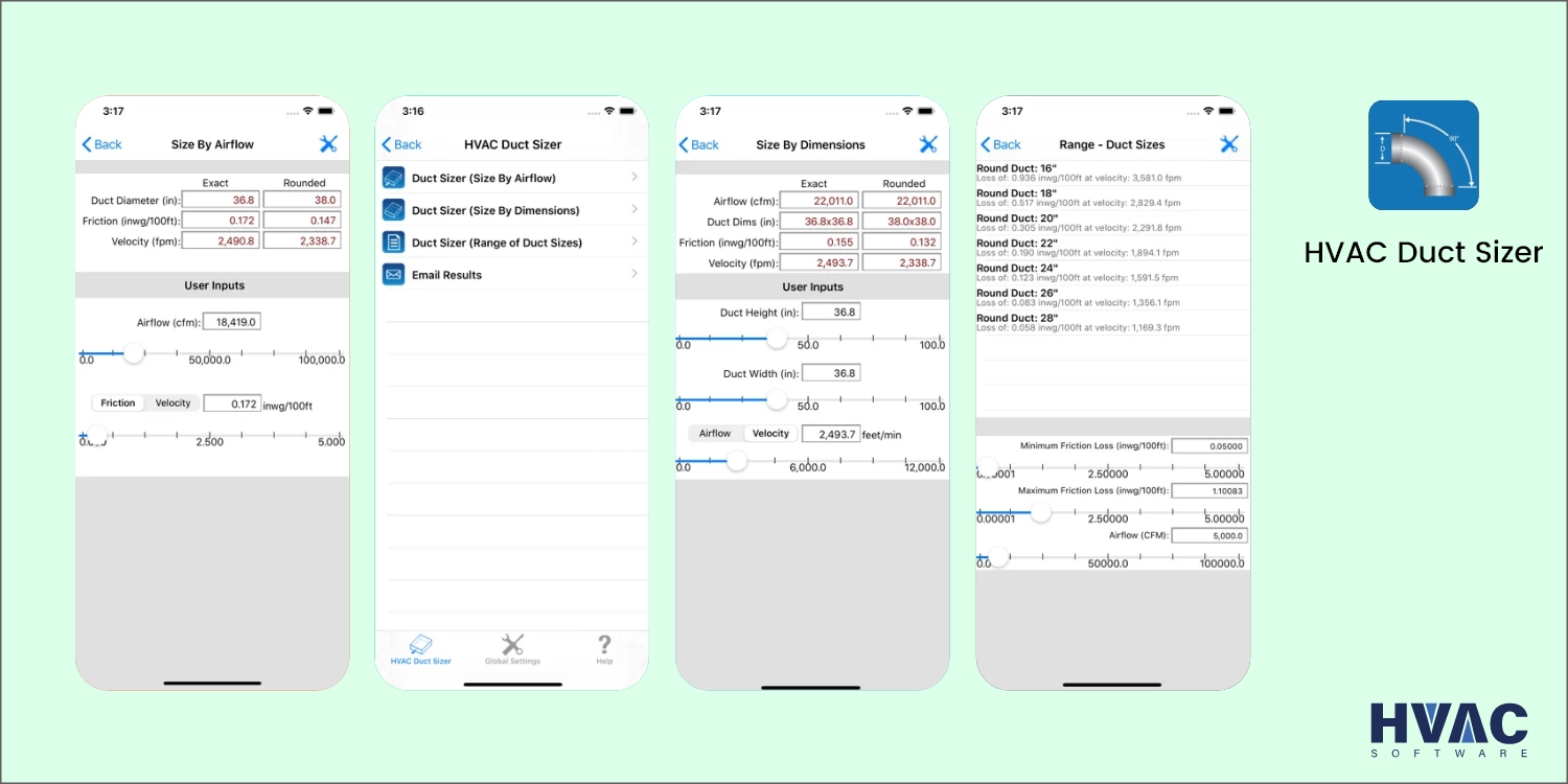 HVAC duct sizer - HVAC troubleshooting app